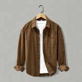 Men's Organic Cotton Button-Up Shirt - Lightweight Long Sleeve Casual Shirt