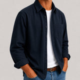 Men's Organic Cotton Button-Up Shirt - Lightweight Long Sleeve Casual Shirt