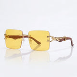 Rimless gradient sunglasses with gold feline temple detail