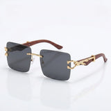 Rimless gradient sunglasses with gold feline temple detail