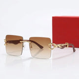 Rimless gradient sunglasses with gold feline temple detail