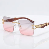Rimless gradient sunglasses with gold feline temple detail