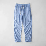 Men's Cotton Linen Wide Leg Pants - Lightweight Drawstring Summer Trousers