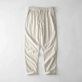 Men's Cotton Linen Wide Leg Pants - Lightweight Drawstring Summer Trousers
