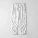 Men's Cotton Linen Wide Leg Pants - Lightweight Drawstring Summer Trousers