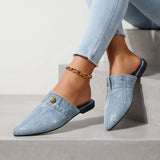 Lightweight denim slip-on mules with backless loafer design