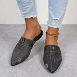 Lightweight denim slip-on mules with backless loafer design