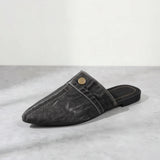 Lightweight denim slip-on mules with backless loafer design
