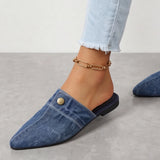 Lightweight denim slip-on mules with backless loafer design