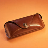 Vintage genuine leather eyewear case with cameo snap closure