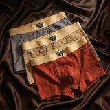 Men's Organic Cotton Waffle Boxer Briefs - Breathable Trunk Sets in Colorful Ember