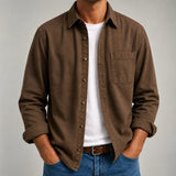 Men's Organic Cotton Button-Up Shirt - Lightweight Long Sleeve Casual Shirt