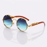 Rimless Leopard Temple Sunglasses - Gold UV400 Luxury Statement Shades