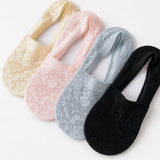 Floral Lace No-Show Socks - Anti-Slip Cotton Sole Invisible Socks