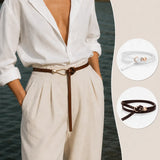 Siena slim leather waist belt with sculptural gold pin-hook buckle