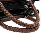 Valleria croc-embossed leather satchel with braided handle