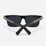 Bold square acetate sunglasses with contrasting temples