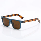 Bold square acetate sunglasses with contrasting temples