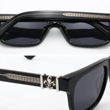 Bold square acetate sunglasses with contrasting temples